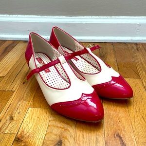 Vintage red & cream Mary Janes